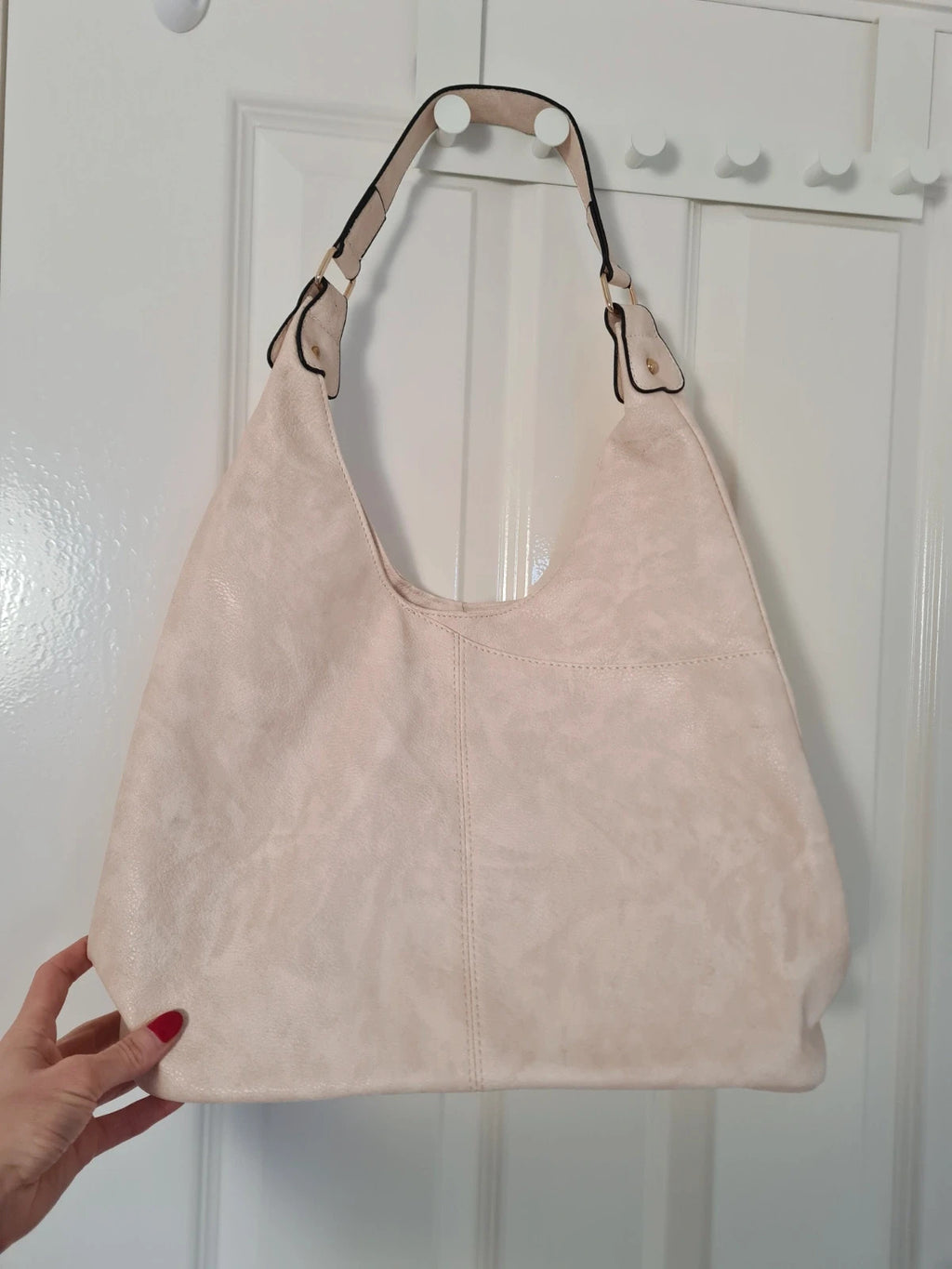 Have Best women large designer  bag faux leather shoulder handbag shopping smart hobo zipper cream