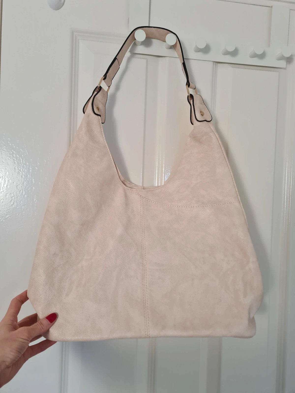 Have Best women large designer  bag faux leather shoulder handbag shopping smart hobo zipper cream