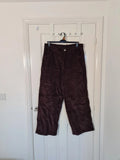 BoohooMan brown baggy carpenter varsity badge trousers cotton pockets straight wide leg W32/M