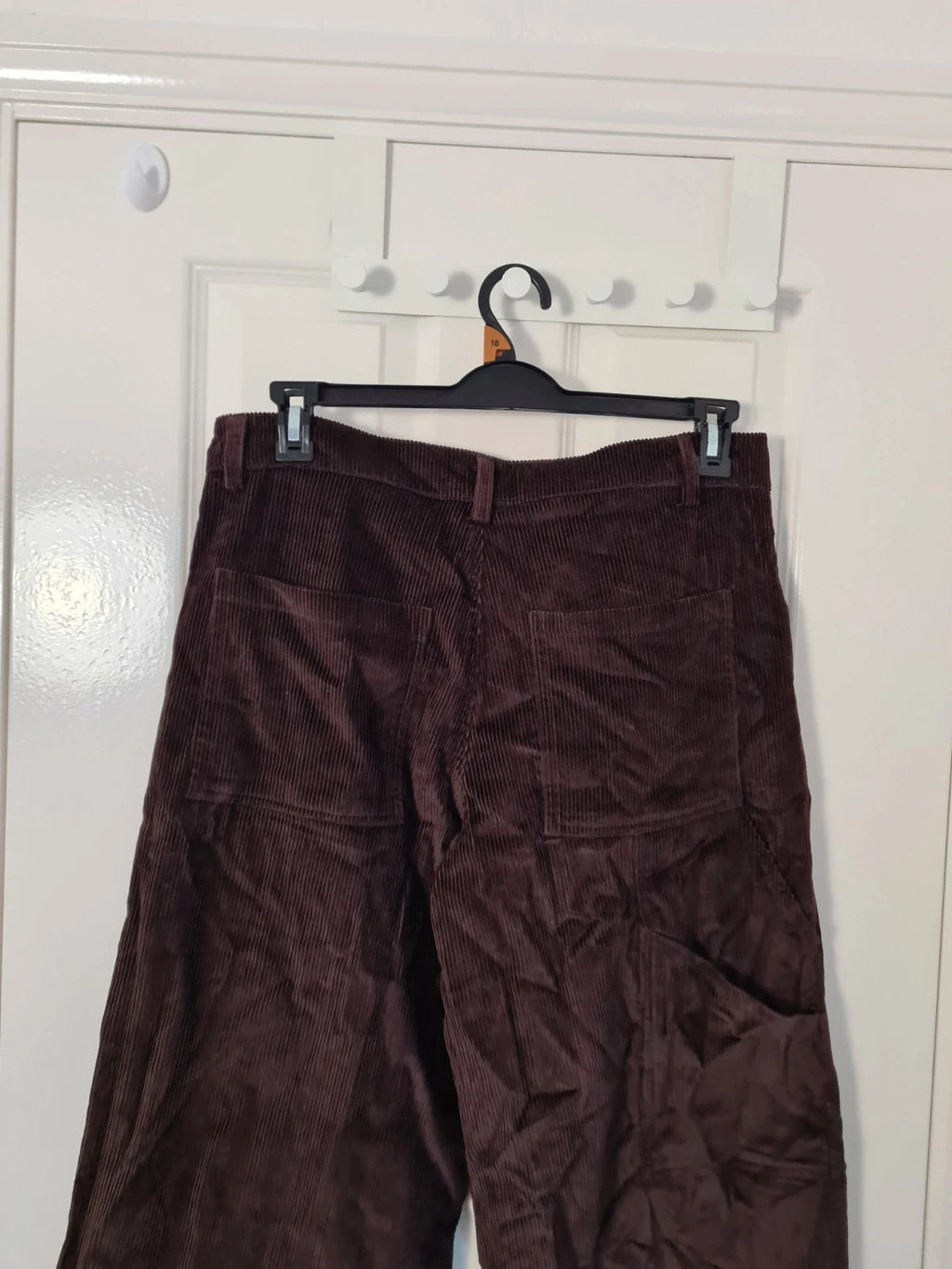 BoohooMan brown baggy carpenter varsity badge trousers cotton pockets straight wide leg W32/M