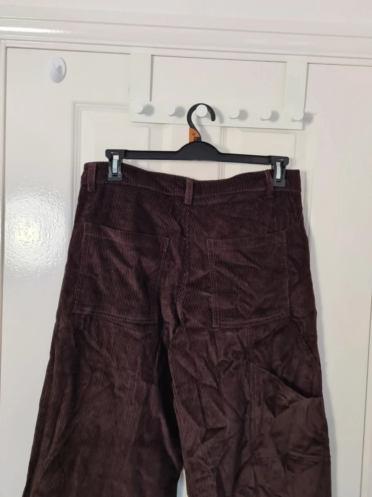 BoohooMan brown baggy carpenter varsity badge trousers cotton pockets straight wide leg W32/M