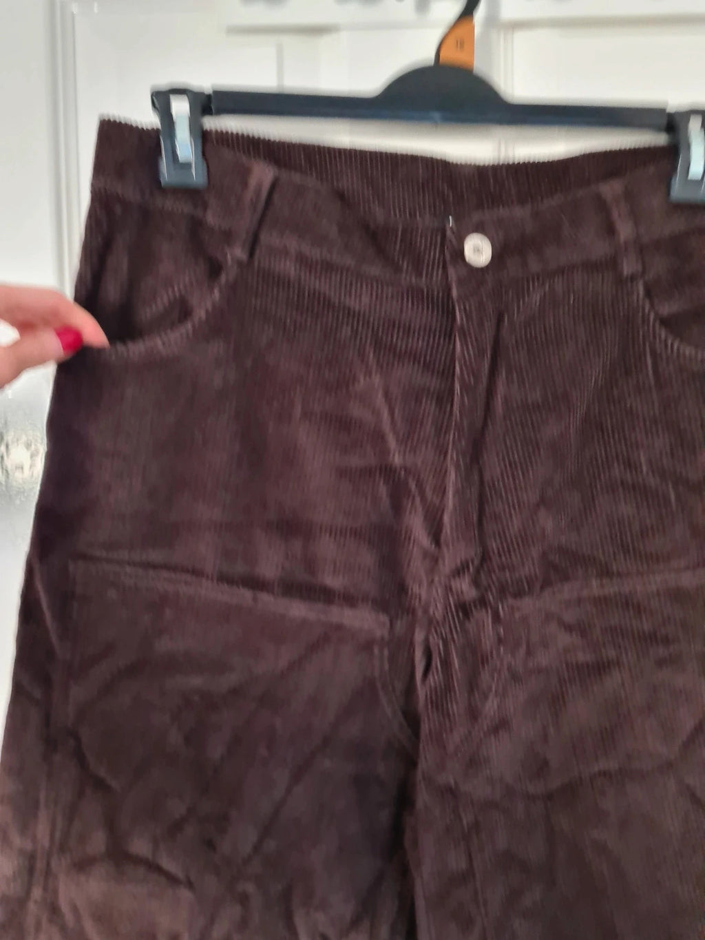 BoohooMan brown baggy carpenter varsity badge trousers cotton pockets straight wide leg W32/M