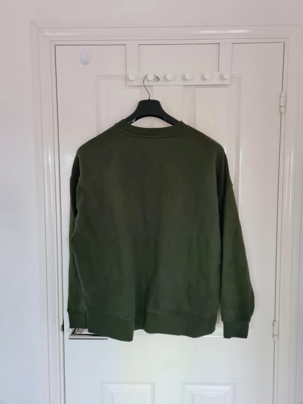 Next men dark green crew neck jumper sweatshirt cotton rich ribbed hem regular fit L