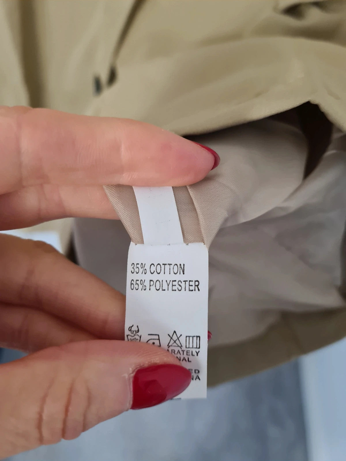 Generic women beige raincoat lightweight hooded parka long jacket cotton touch windbreaker XL/14