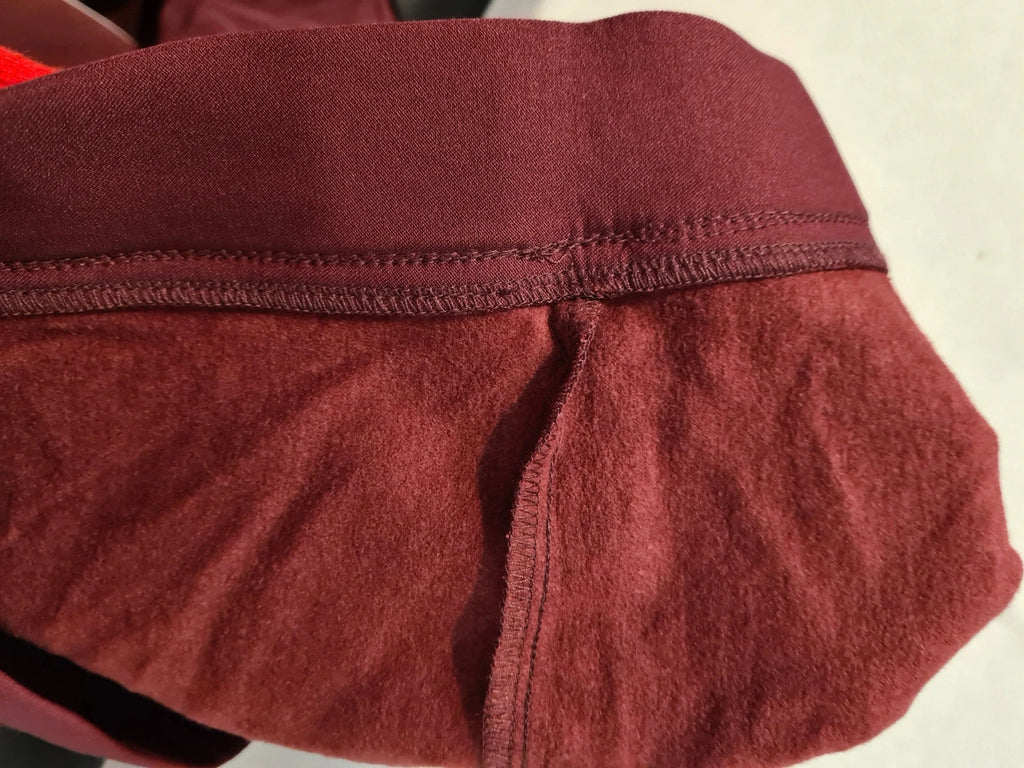Cotton traders women burgundy pull on cosy trousers straight leg super stretchy fleece lined L/12