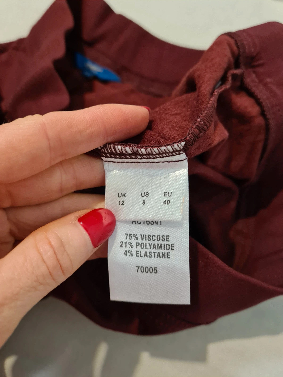 Cotton traders women burgundy pull on cosy trousers straight leg super stretchy fleece lined L/12