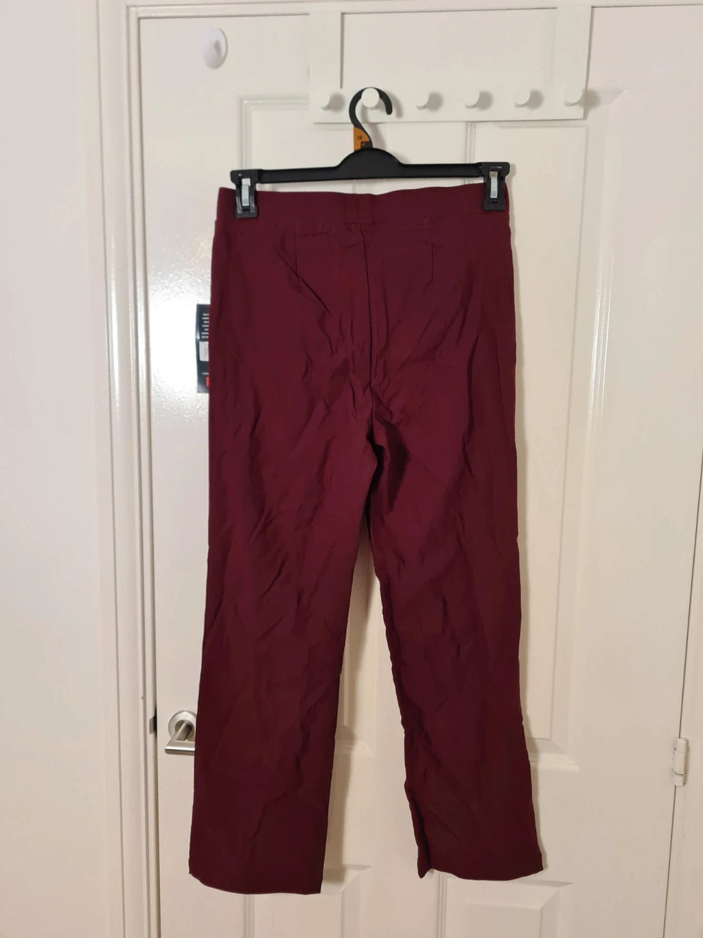Cotton traders women burgundy pull on cosy trousers straight leg super stretchy fleece lined L/12