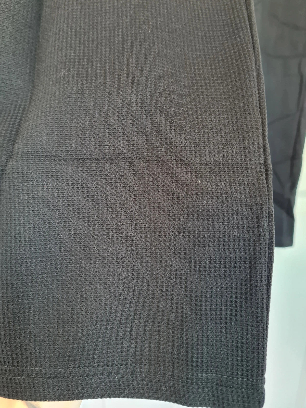 Generic women black tailored pleat trousers ribb elastic waist straight wide leg office casual XL/14