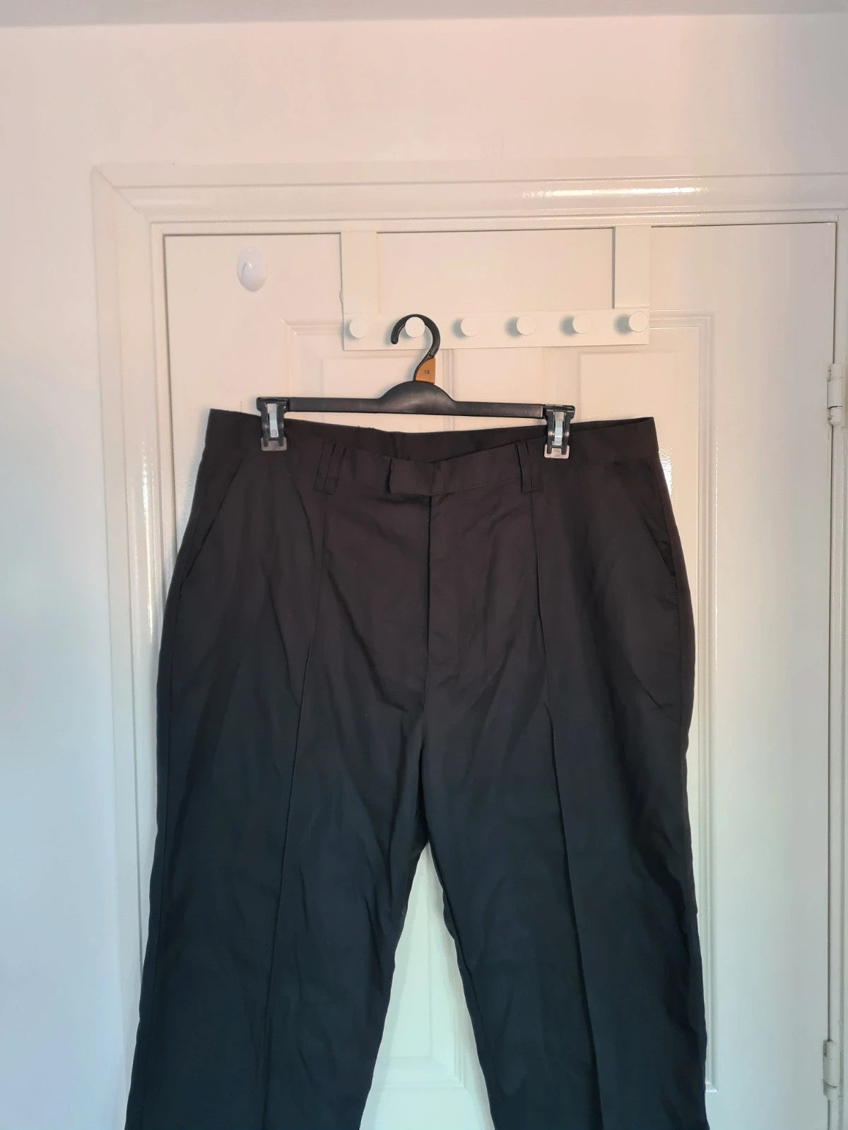 Niton equipment men black classic uniform trousers tailored straight leg cotton blend W42L29