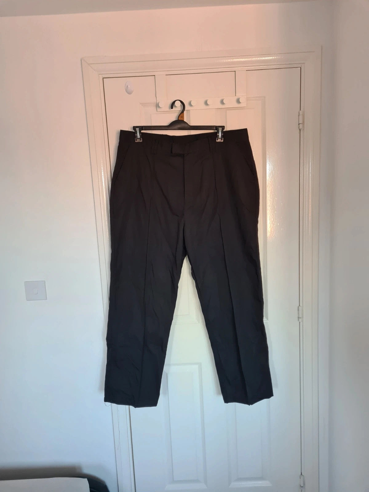 Niton equipment men black classic uniform trousers tailored straight leg cotton blend W42L29