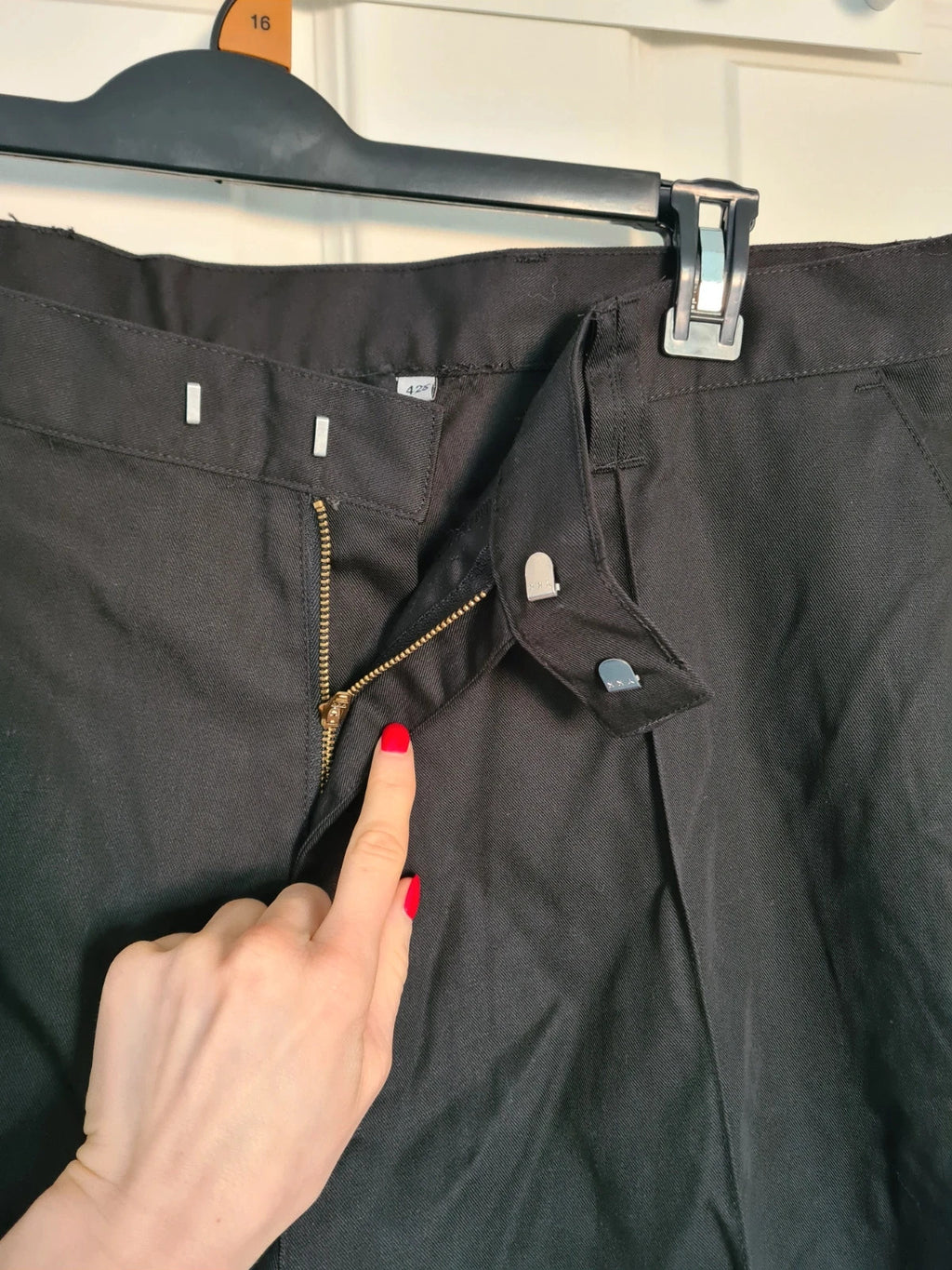 Niton equipment men black classic uniform trousers tailored straight leg cotton blend W42L29