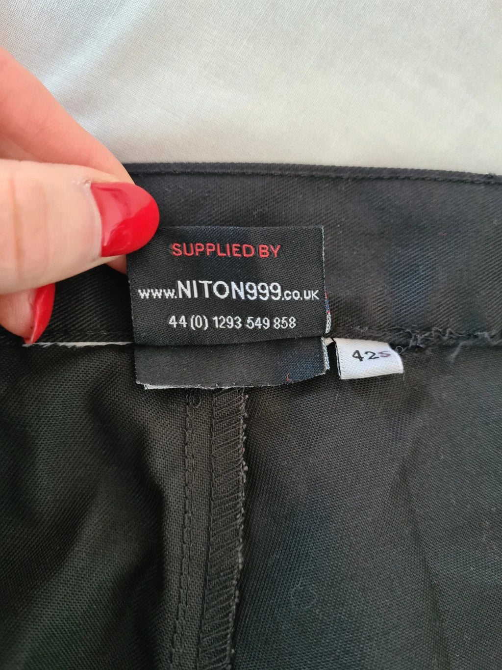 Niton equipment men black classic uniform trousers tailored straight leg cotton blend W42L29