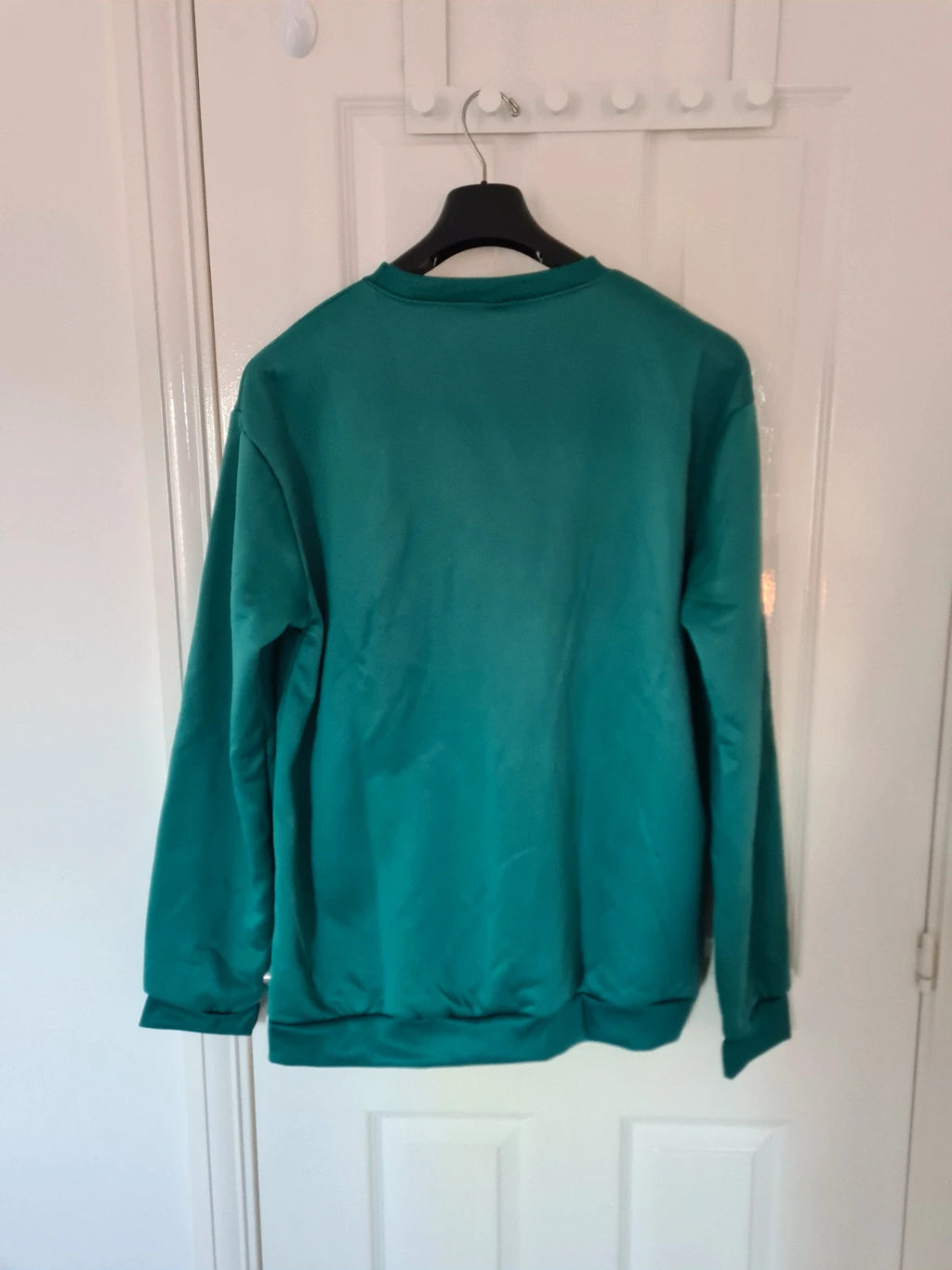 Fashion unisex green heavyweight jumper fleece lining crew neck pullover warm soft L/XL-12/14