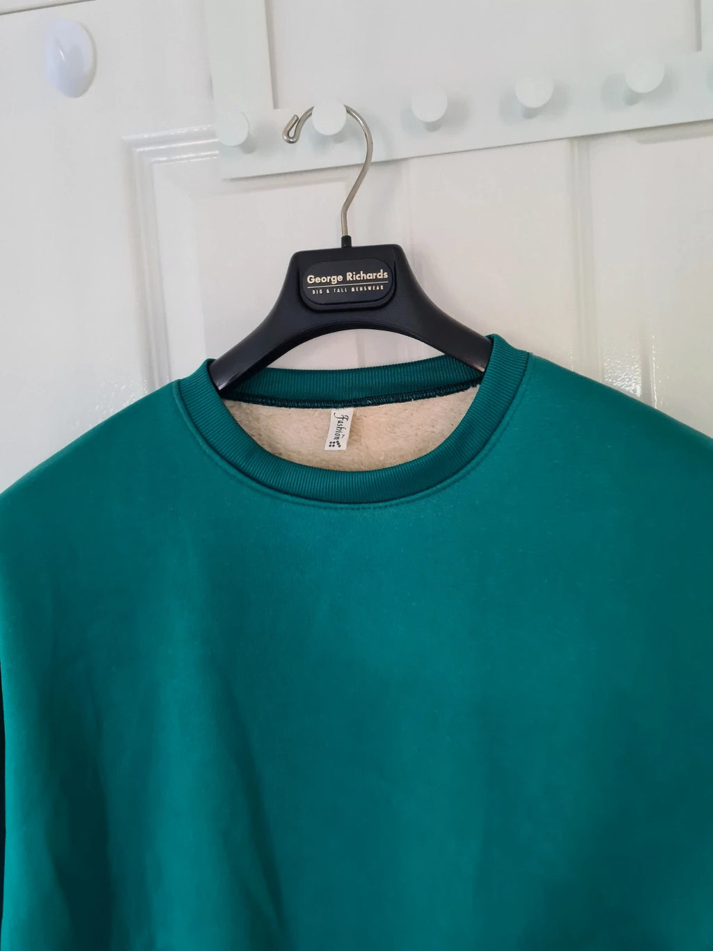 Fashion unisex green heavyweight jumper fleece lining crew neck pullover warm soft L/XL-12/14