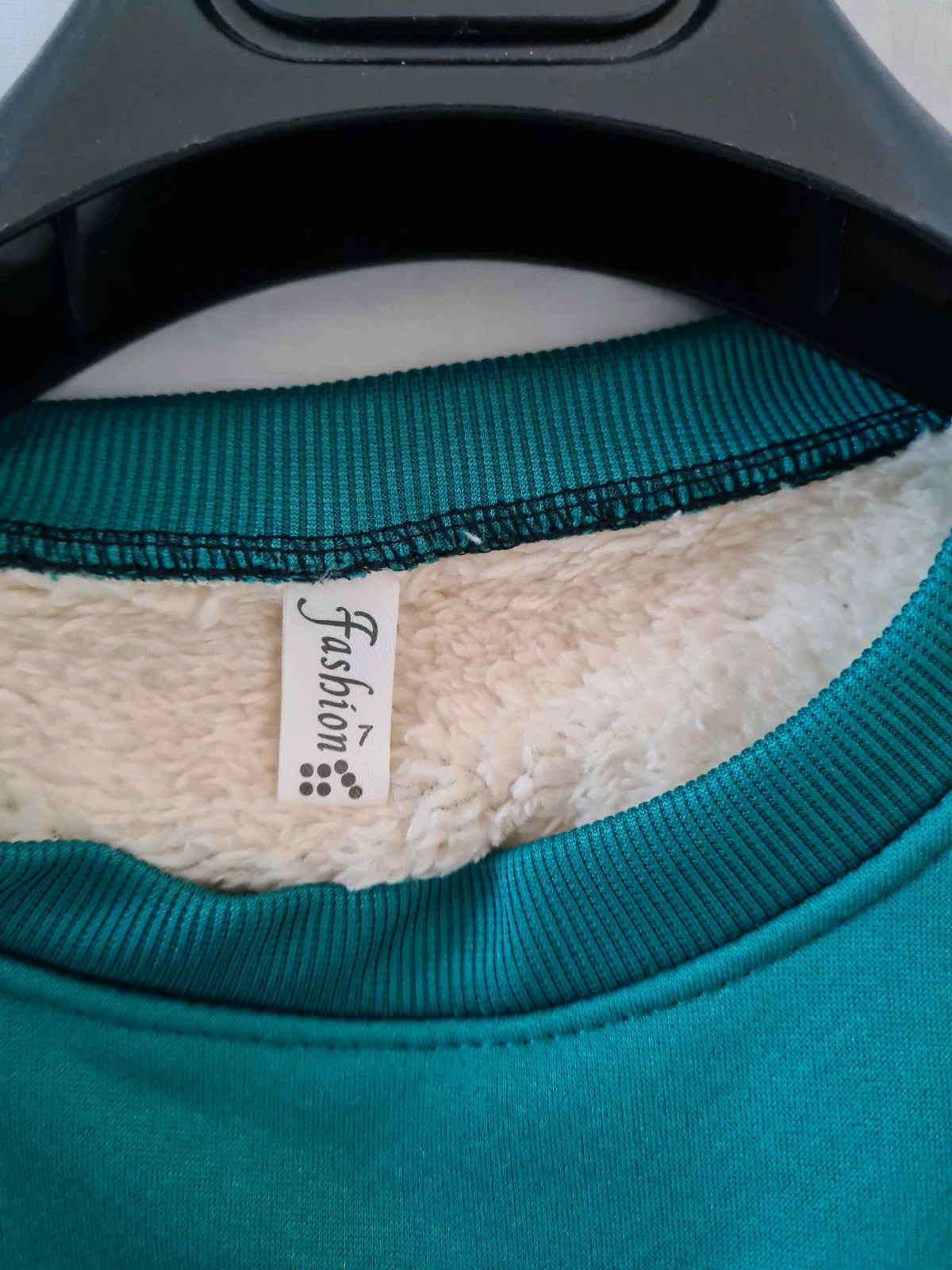 Fashion unisex green heavyweight jumper fleece lining crew neck pullover warm soft L/XL-12/14