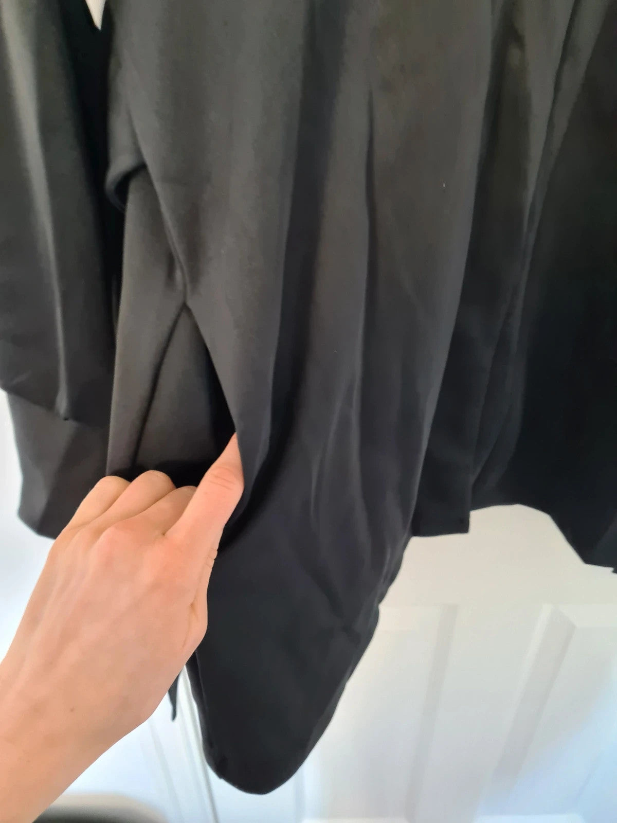 Shein women black lightweight shirt high neck long sleeve buttons down belted tunic M/10