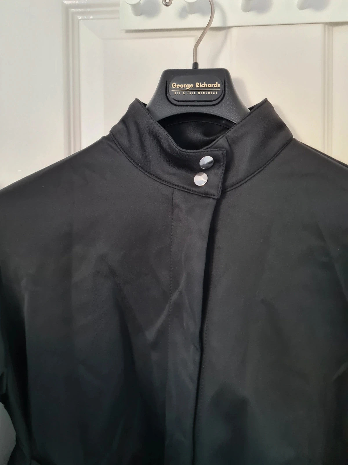 Shein women black lightweight shirt high neck long sleeve buttons down belted tunic M/10