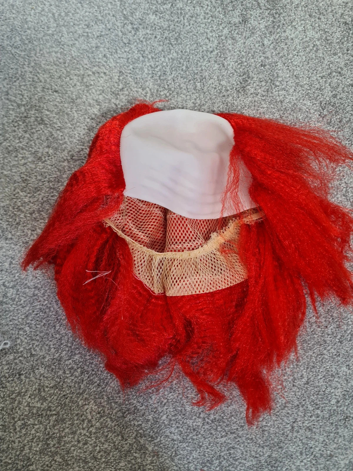 I love fancy dress men white bald cap with attached red hair clown scientist costume one size