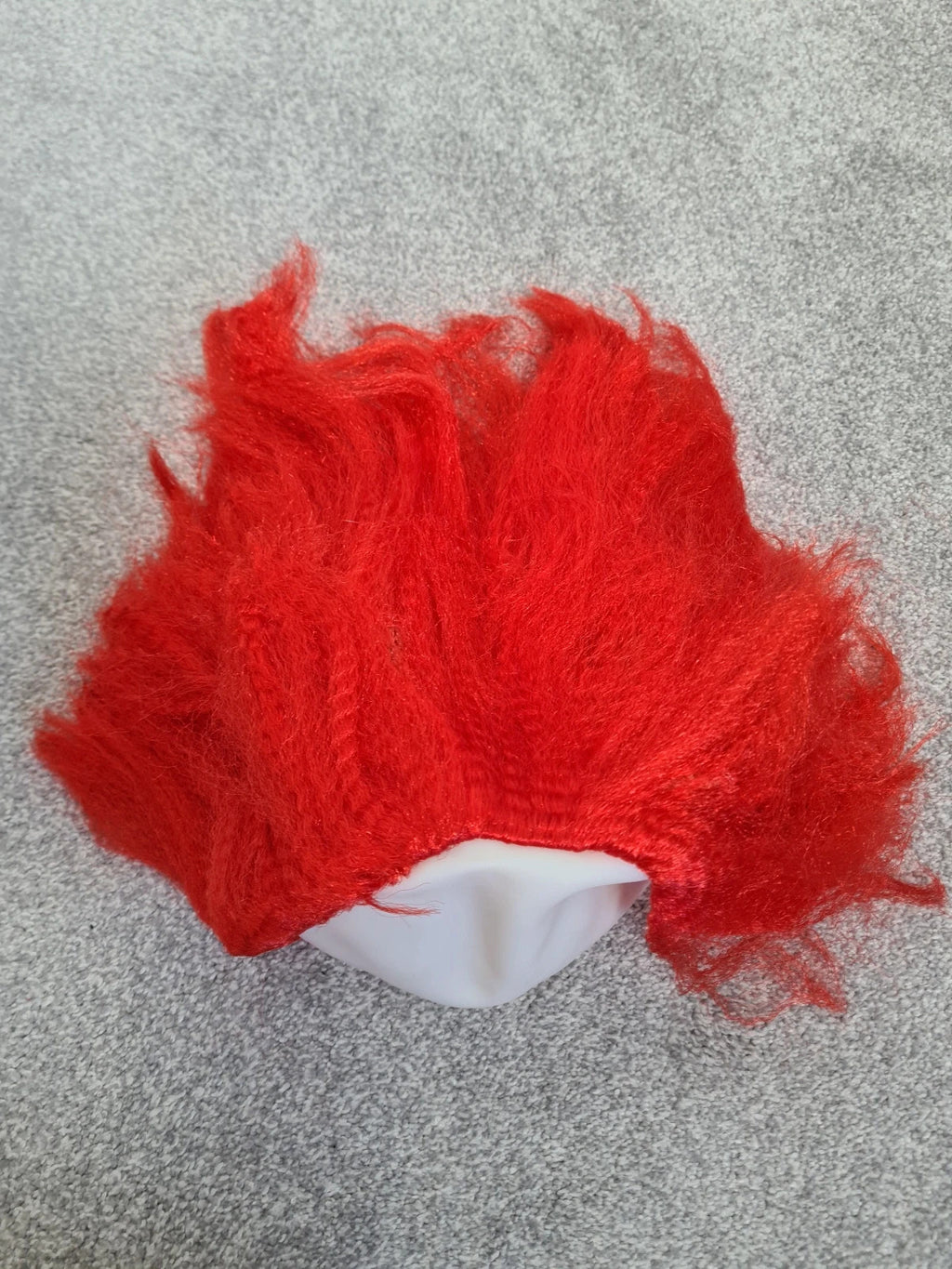 I love fancy dress men white bald cap with attached red hair clown scientist costume one size