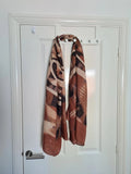 Generic women brown/beige swirl lightweight scarf abstract design large soft comfy 180x70cm