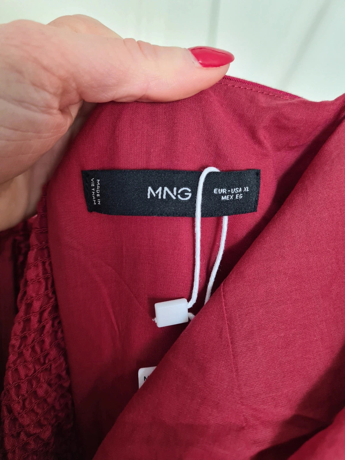 Mango women red strapless jumpsuit linien blend draped front ruched back zip wide straight leg XL/14