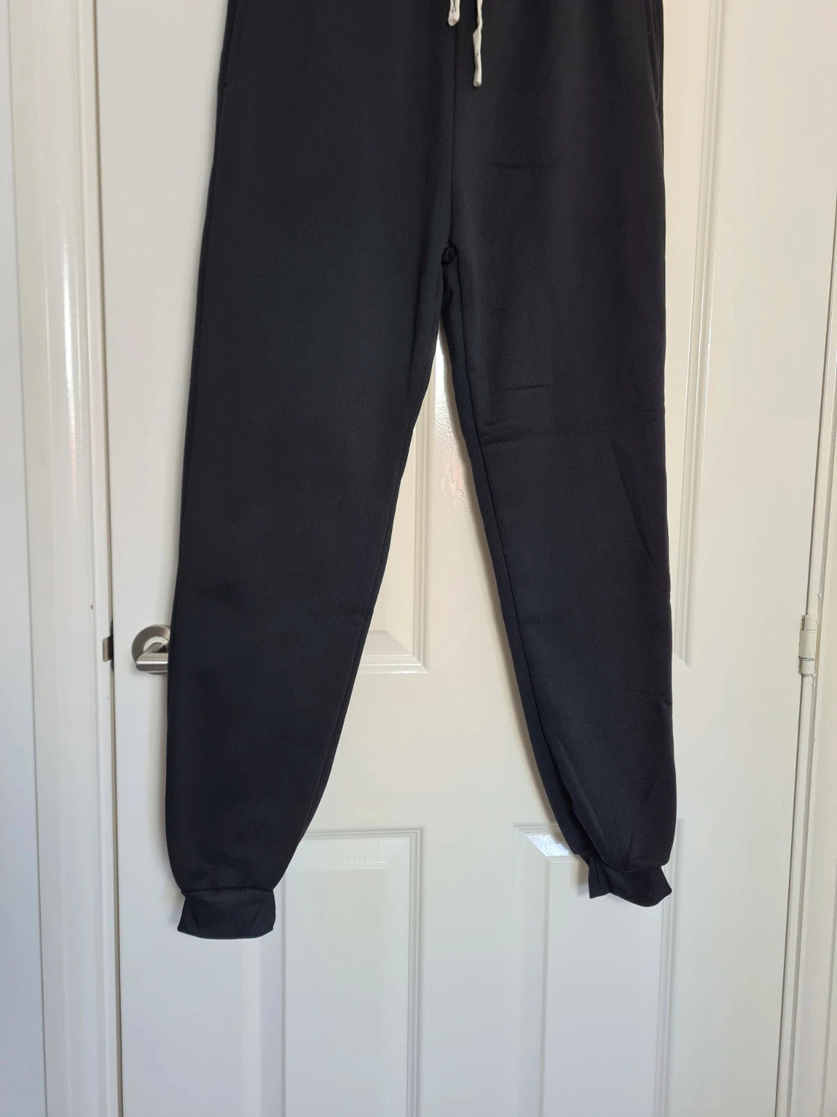 Generic men classic black joggers activewear elastic waist drawstring cuff hem sport gym outfit S