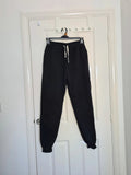 Generic men classic black joggers activewear elastic waist drawstring cuff hem sport gym outfit S