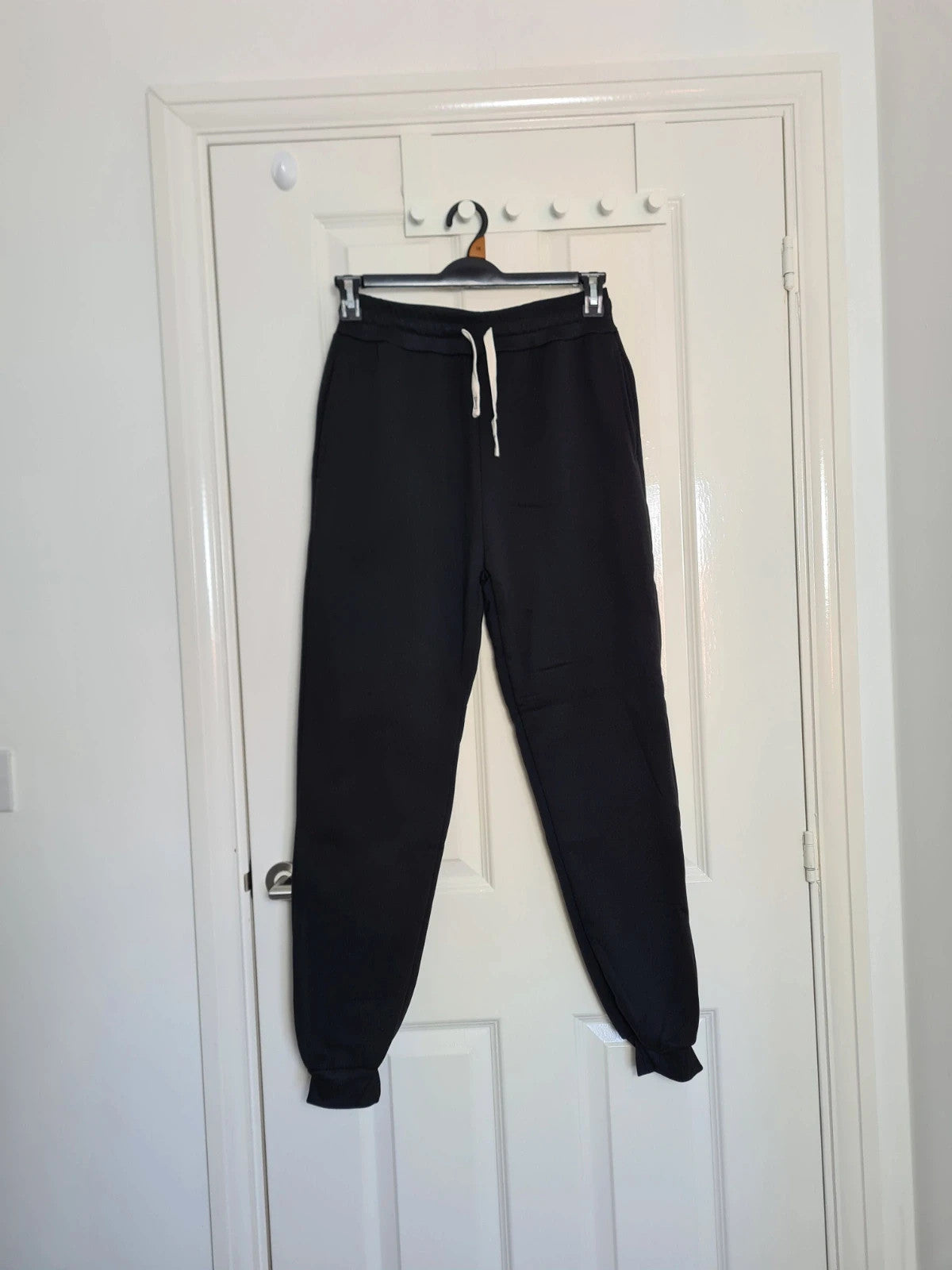 Generic men classic black joggers activewear elastic waist drawstring cuff hem sport gym outfit S