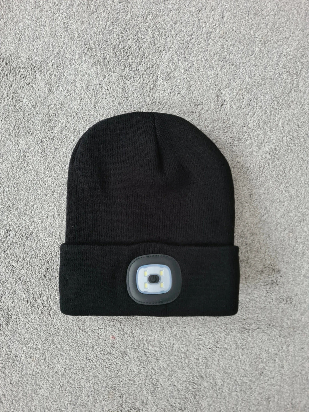 Generic men black beanie hat led USB rechargeable head light touch lamp workwear hat one size