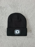 Generic men black beanie hat led USB rechargeable head light touch lamp workwear hat one size