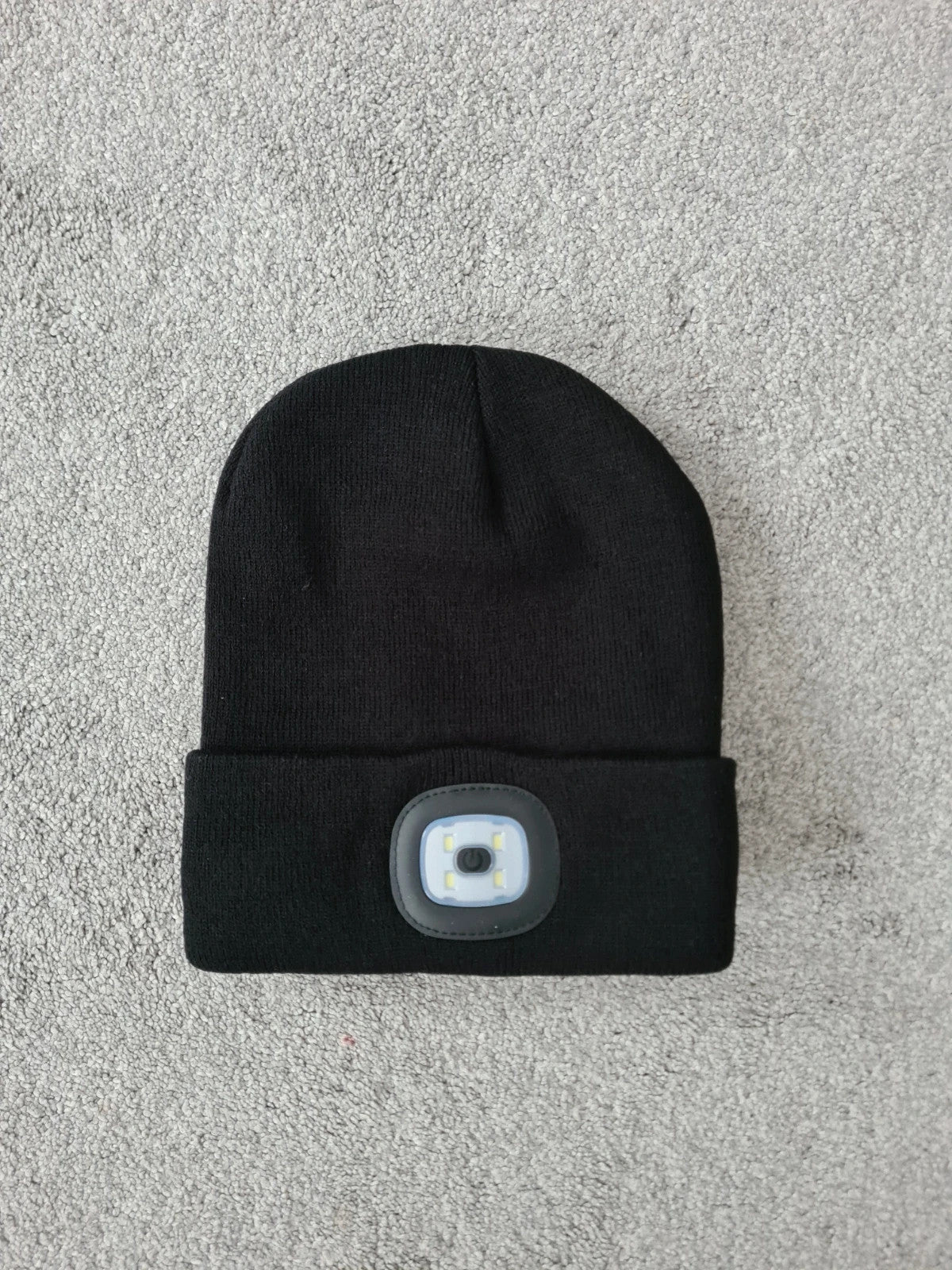 Generic men black beanie hat led USB rechargeable head light touch lamp workwear hat one size