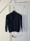 Premier women navy knit ribb cardigan essential workwear buttons V-neck cotton blend smart M/12