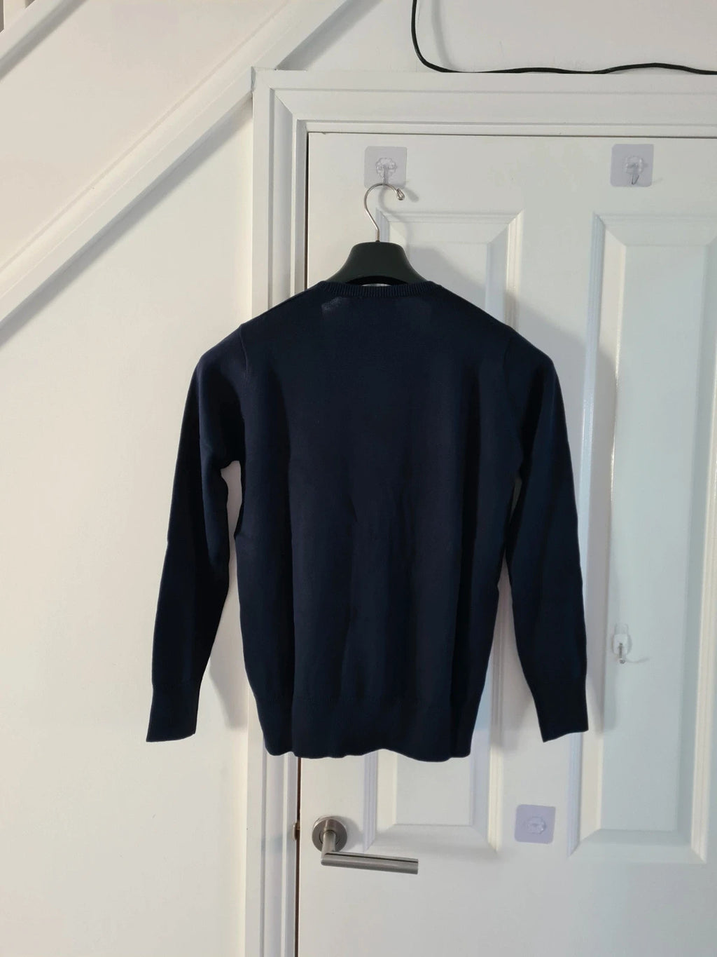 Premier women navy knit ribb cardigan essential workwear buttons V-neck cotton blend smart M/12