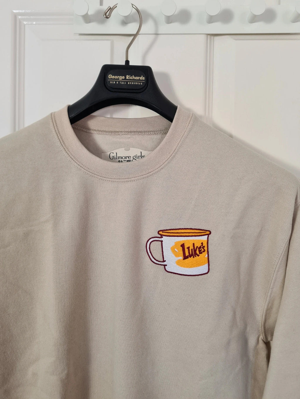 Gliomre Girls Luke's diner embroidered crew neck sweatershirt cotton mix cream jumper casual M