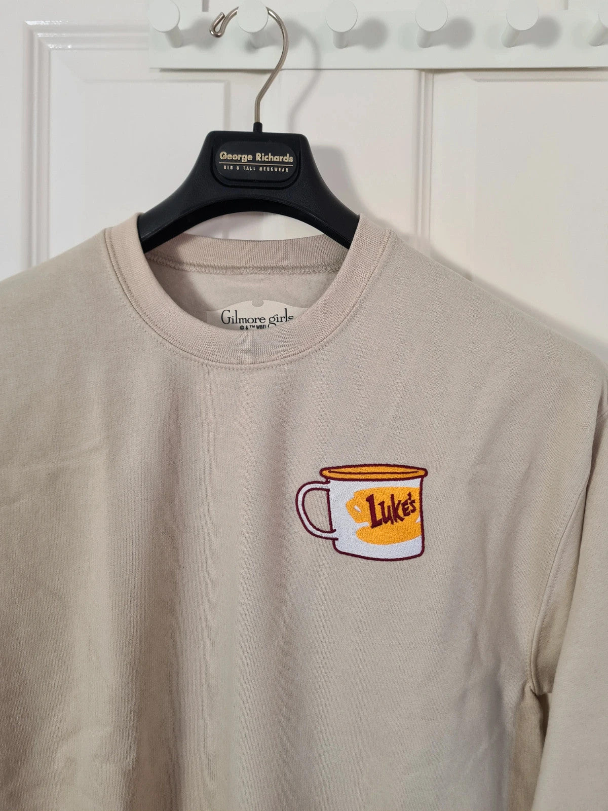 Gliomre Girls Luke's diner embroidered crew neck sweatershirt cotton mix cream jumper casual M