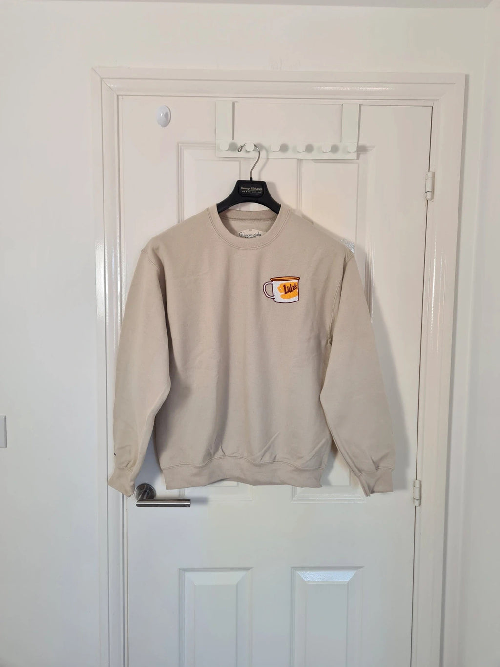 Gliomre Girls Luke's diner embroidered crew neck sweatershirt cotton mix cream jumper casual M
