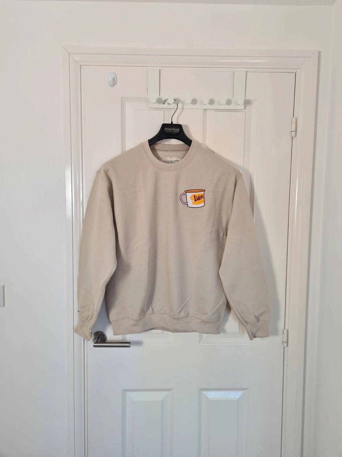 Gliomre Girls Luke's diner embroidered crew neck sweatershirt cotton mix cream jumper casual M