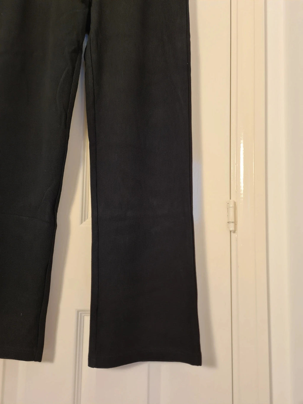 JK Attire men black waffle straight leg joggers drawstring waist relaxed fit casual M