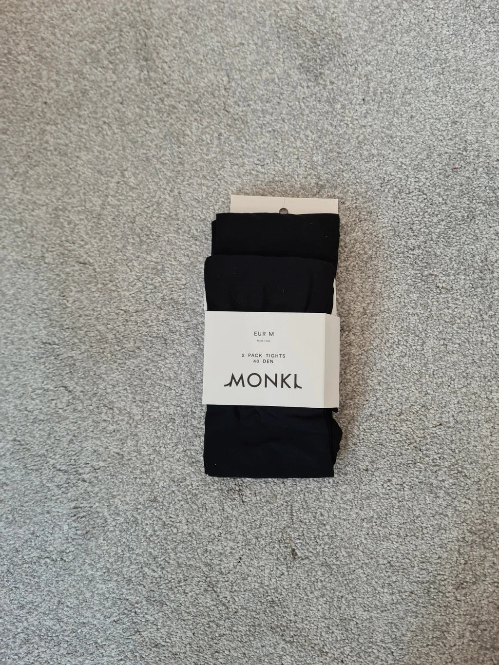 Monki women black 2pack tights 40den soft stretchy wide elastic waist reinforced seams casual M