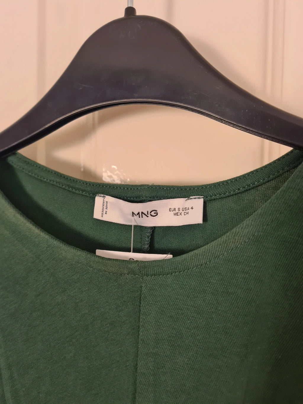 Mango women green knotted cotton midi dress sleeveless round neck wide straps straight design S/8