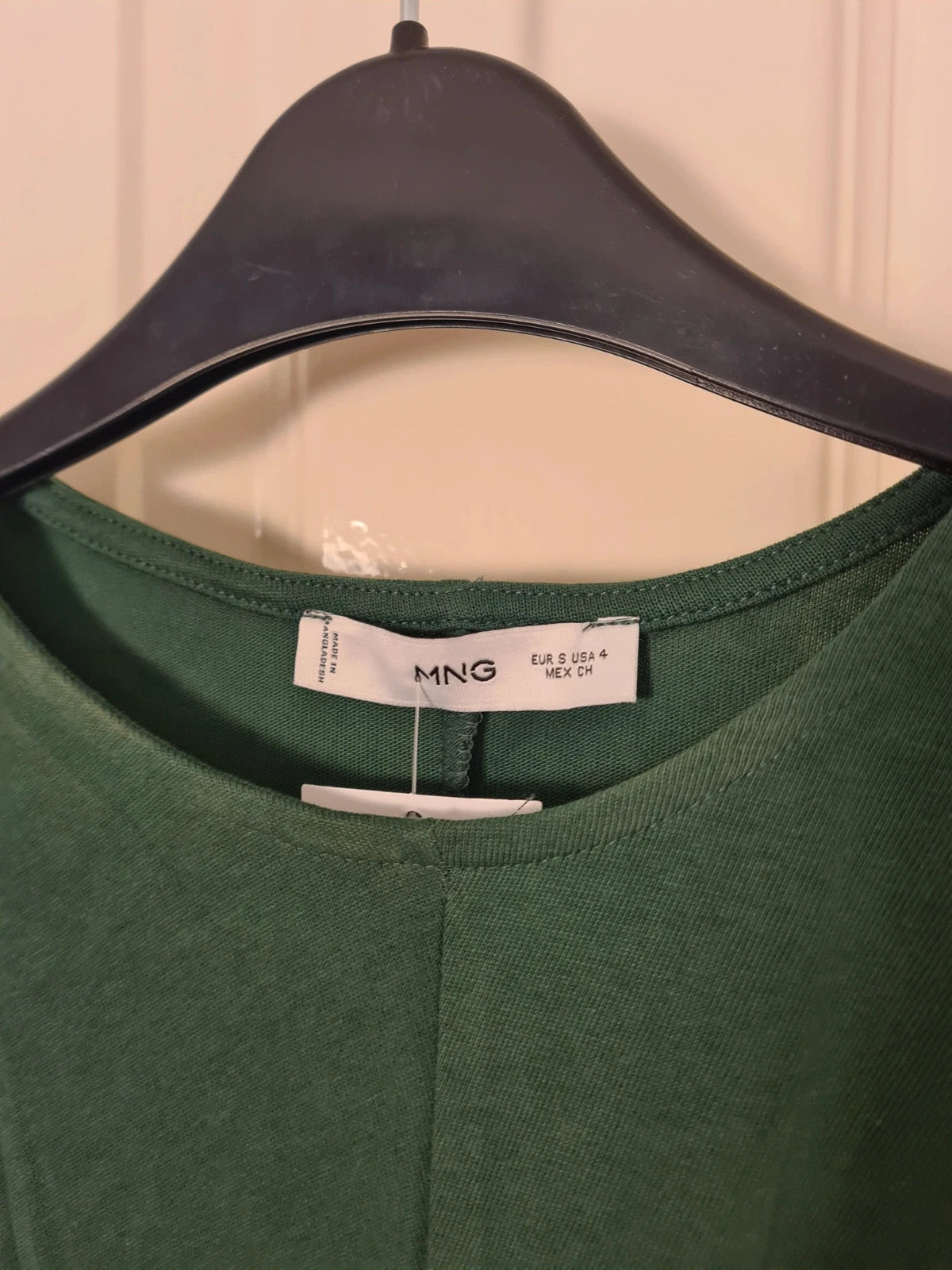 Mango women green knotted cotton midi dress sleeveless round neck wide straps straight design S/8