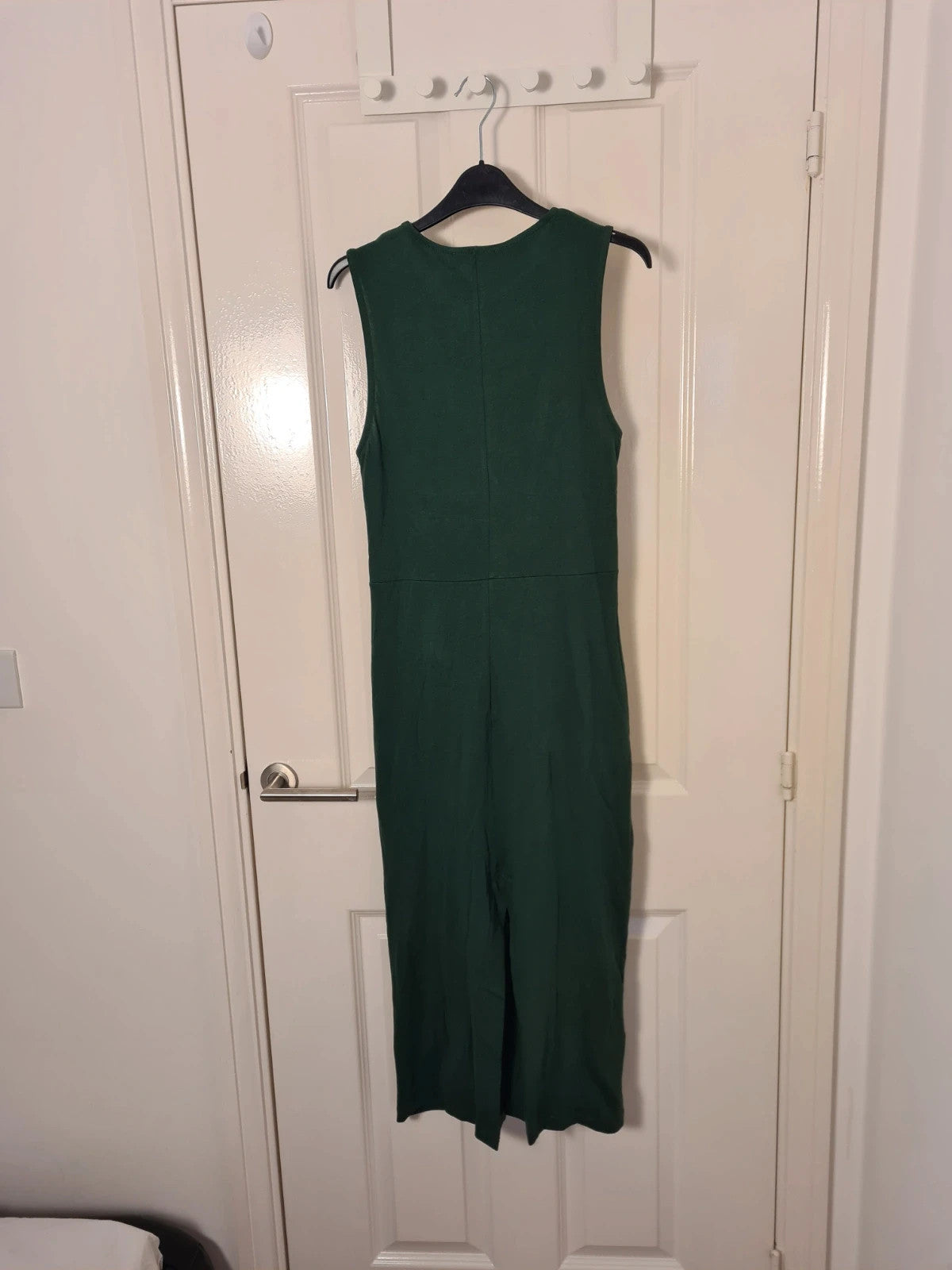 Mango women green knotted cotton midi dress sleeveless round neck wide straps straight design S/8