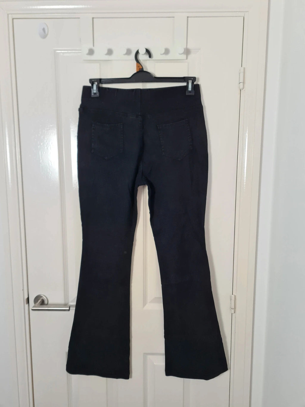 Generic women black high waist bootcut denim jeans stretch flared trousers tummy control casual L/12