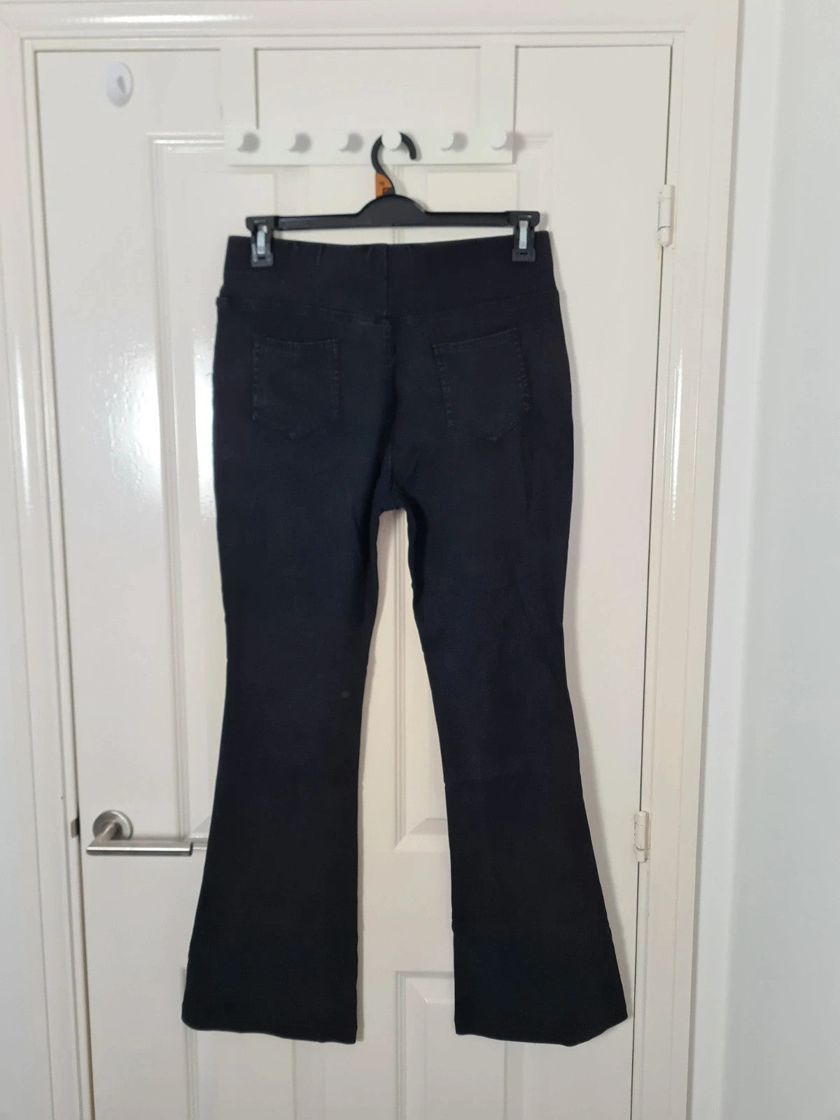 Generic women black high waist bootcut denim jeans stretch flared trousers tummy control casual L/12