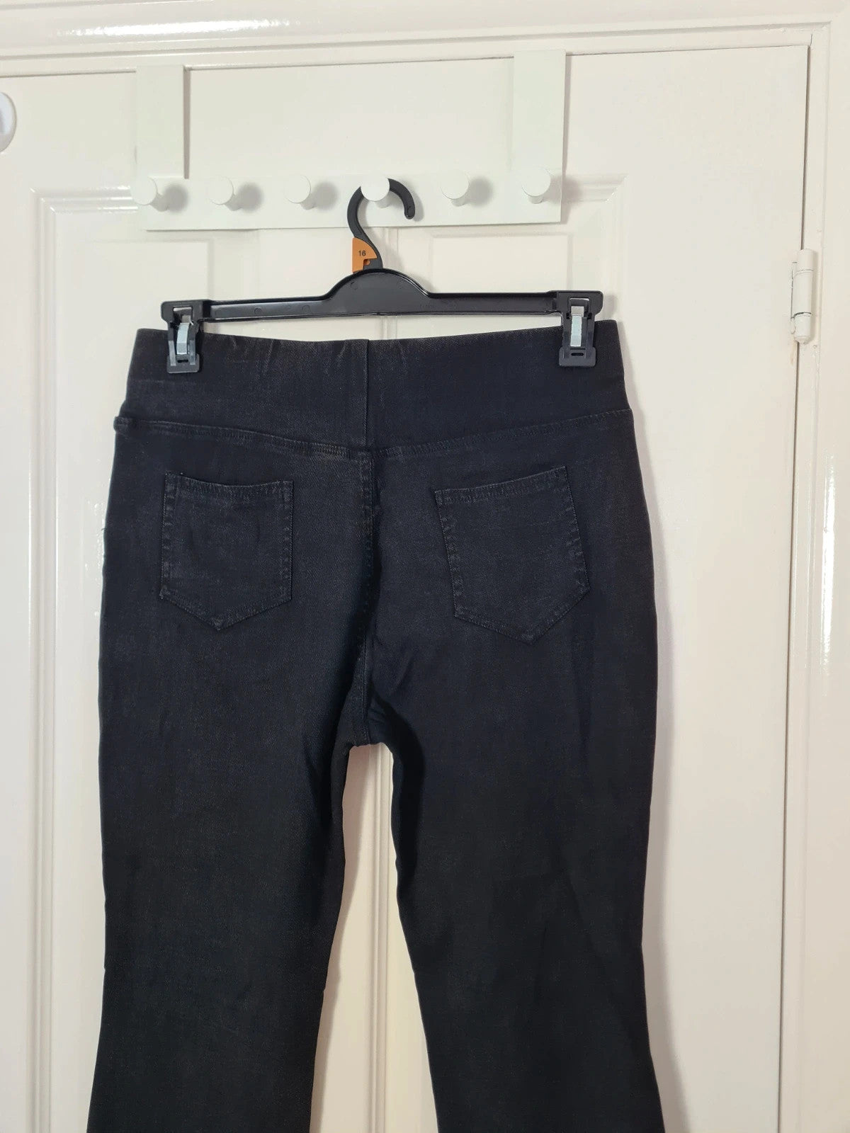 Generic women black high waist bootcut denim jeans stretch flared trousers tummy control casual L/12