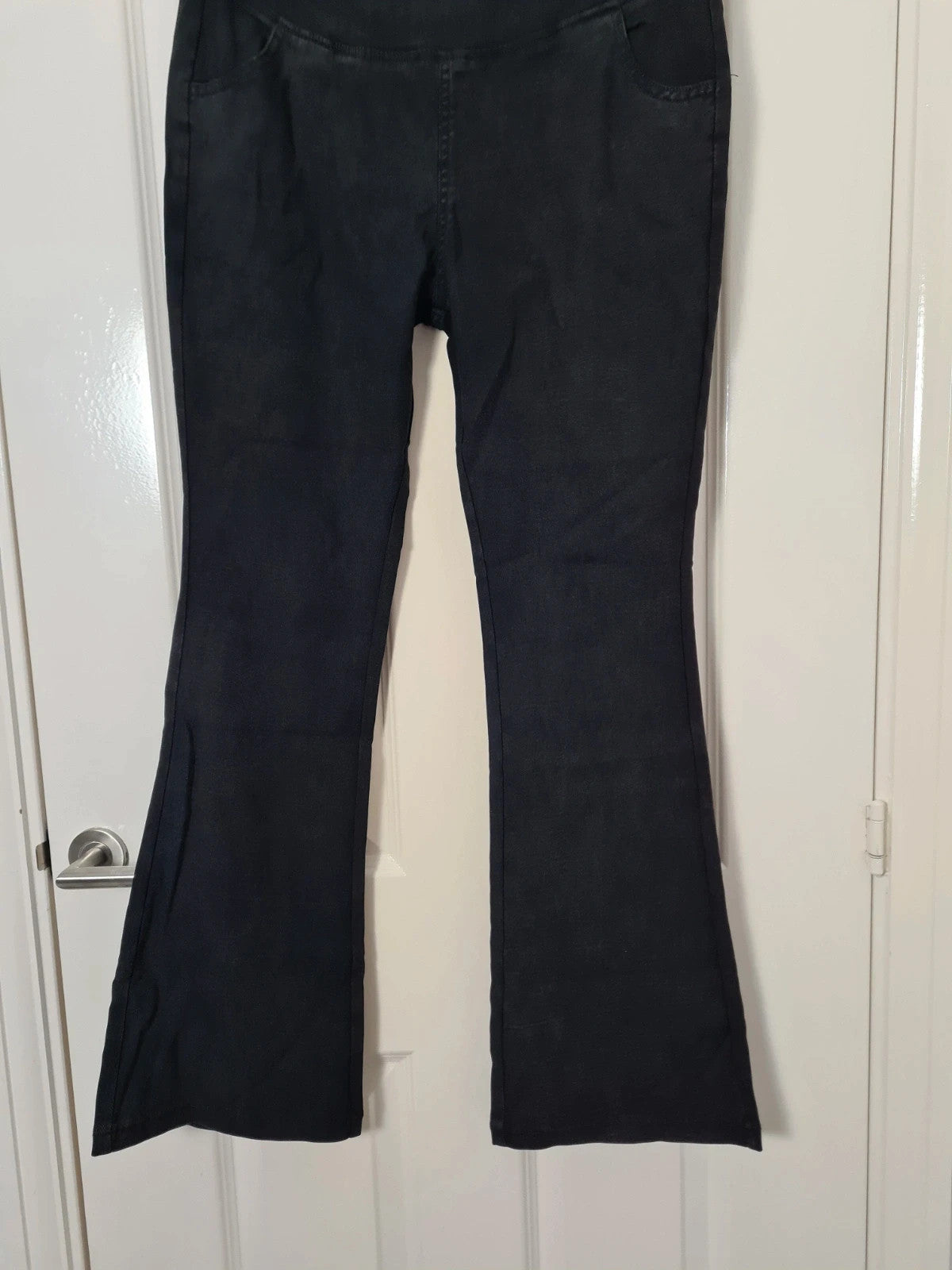 Generic women black high waist bootcut denim jeans stretch flared trousers tummy control casual L/12