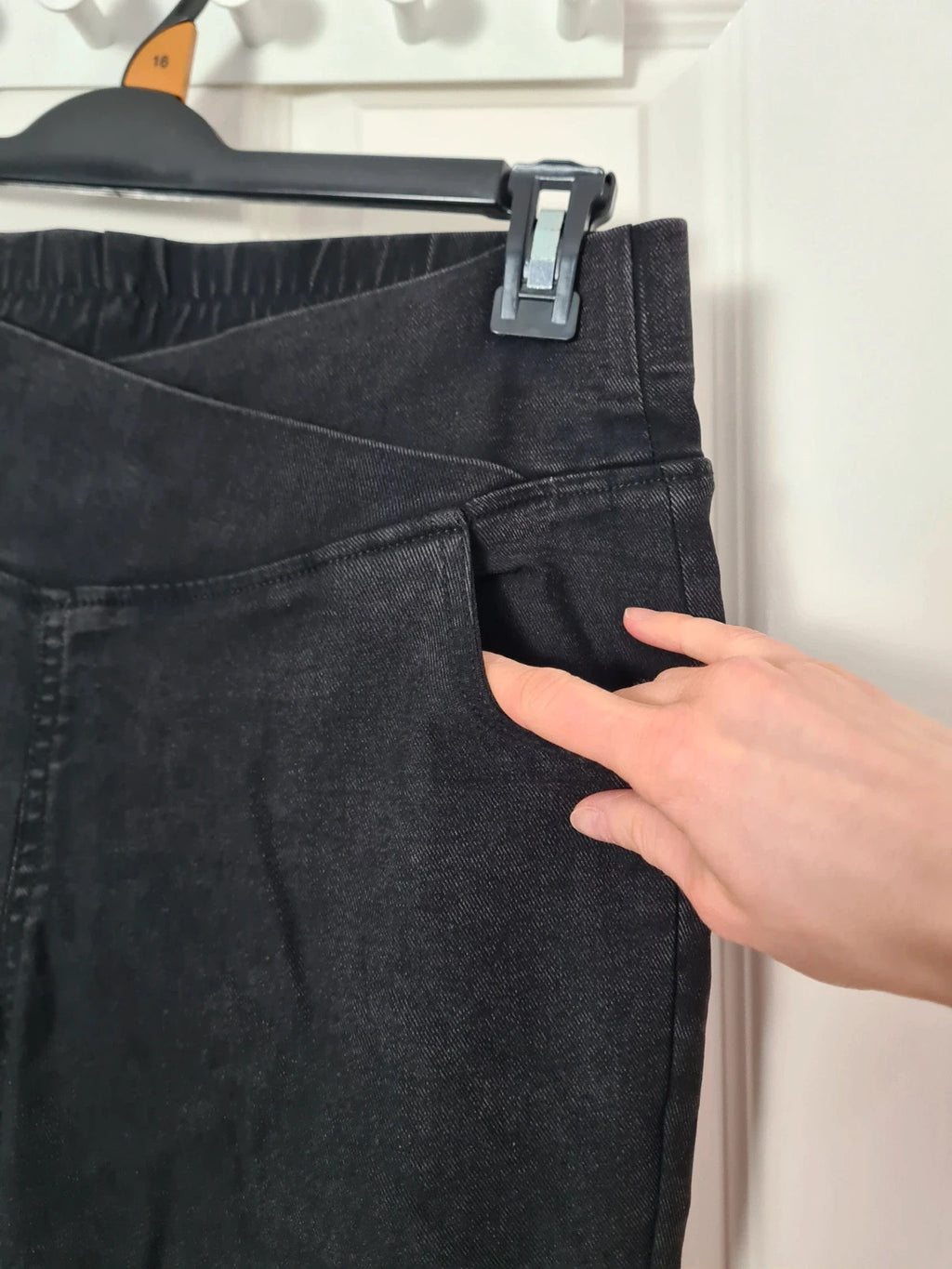 Generic women black high waist bootcut denim jeans stretch flared trousers tummy control casual L/12