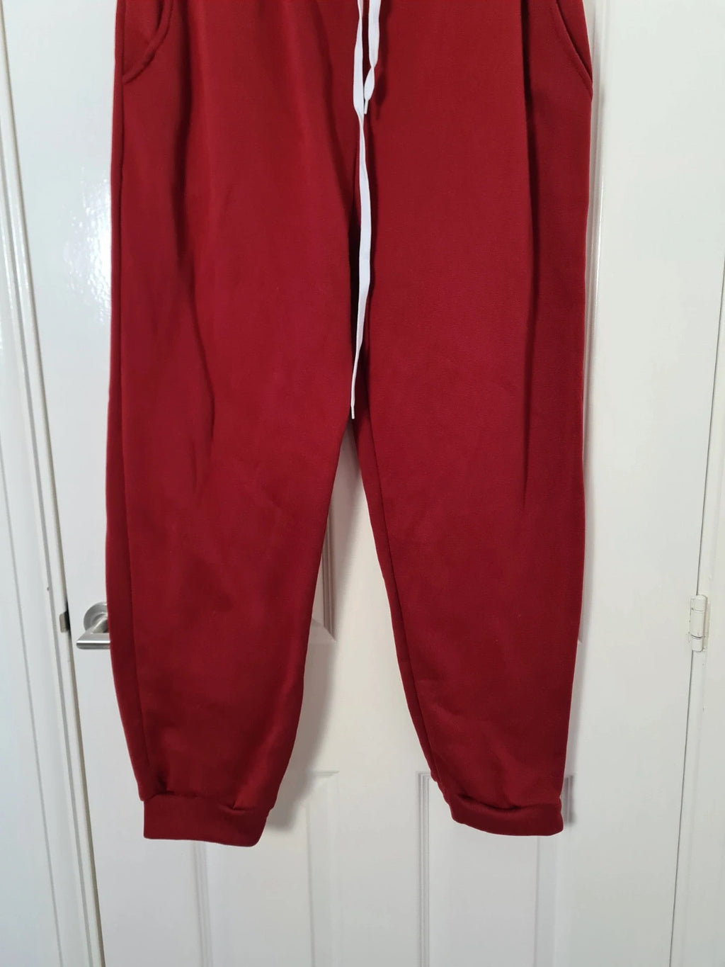 Generic women red joggers drawsting pockets activewear loungewear casual XL/14