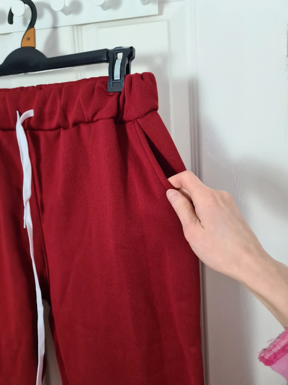 Generic women red joggers drawsting pockets activewear loungewear casual XL/14
