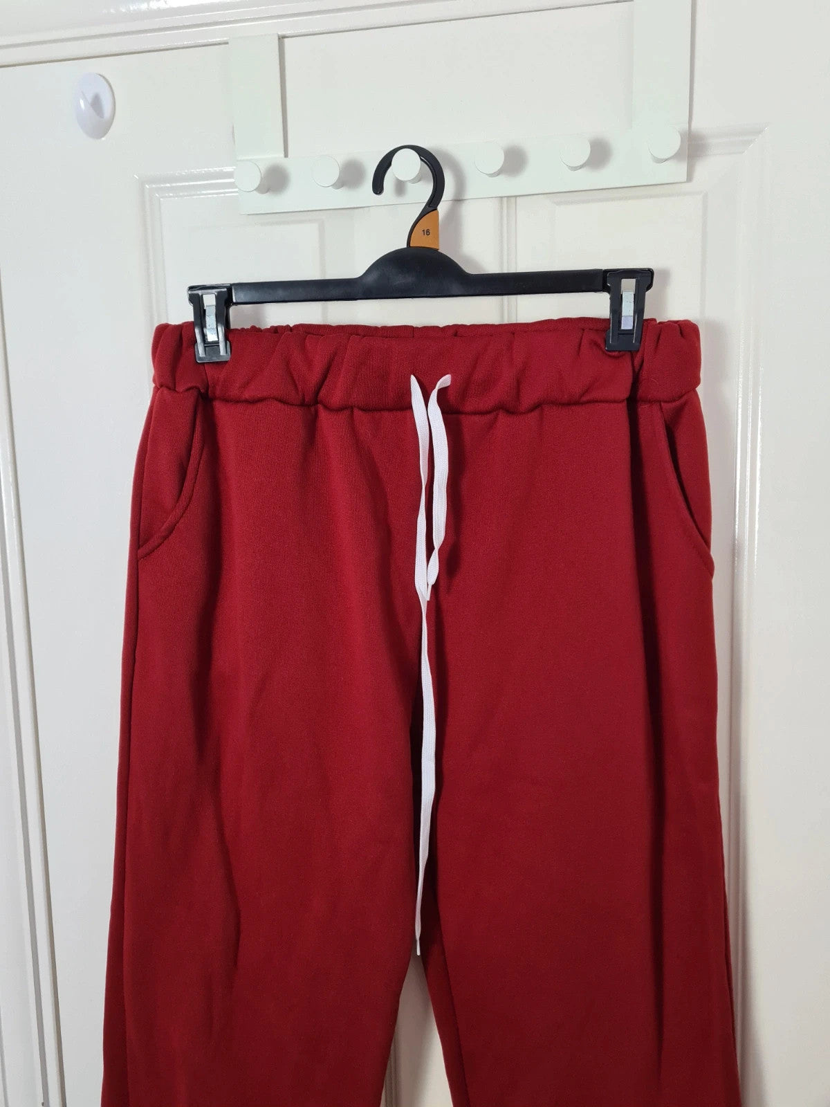 Generic women red joggers drawsting pockets activewear loungewear casual XL/14